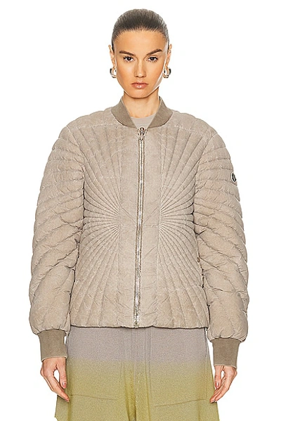Rick Owens X Moncler Radiance Down Flight Jacket In Dirt