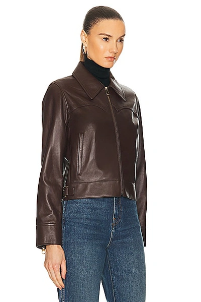 Shop Chloé Leather Jacket In Kohl Brown