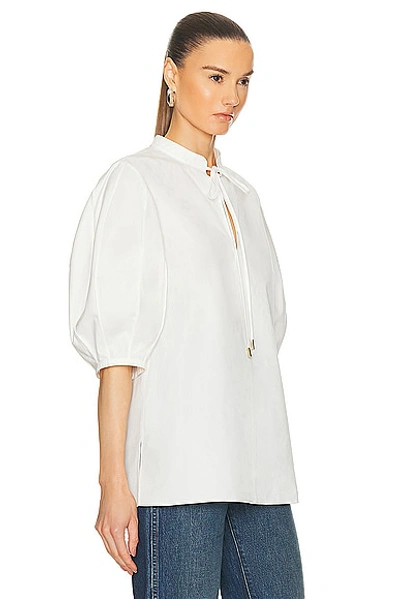 Shop Chloé Cotton Poplin Top In Buttercream