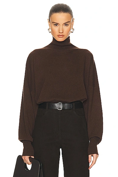 Shop Totême Cashmere Turtleneck Sweater In Dark Brown