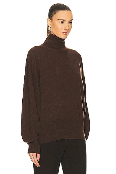 Shop Totême Cashmere Turtleneck Sweater In Dark Brown