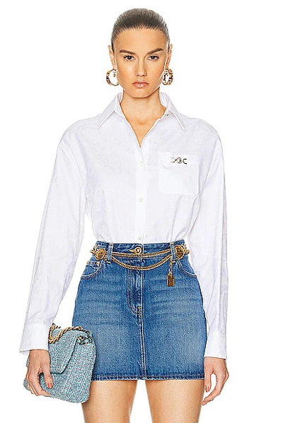 Versace Baroque Jacquard Cropped Shirt In Optical White