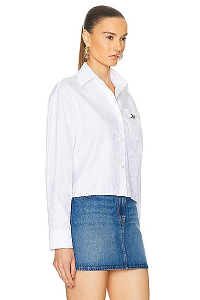 Shop Versace Informal Cotton Baroque Cotton Shirt In Optical White