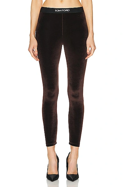 Tom Ford Brown Jersey Signature Leggings In Chocolate Brown