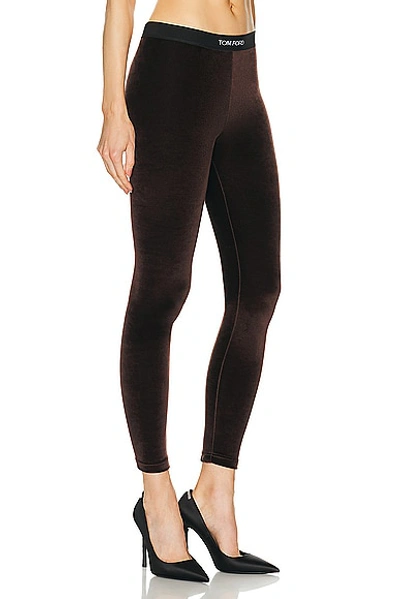 Tom Ford Brown Jersey Signature Leggings In Chocolate Brown