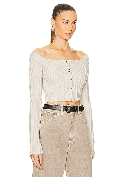 Nanushka Ribbed-knit Cropped Cardigan In Creme