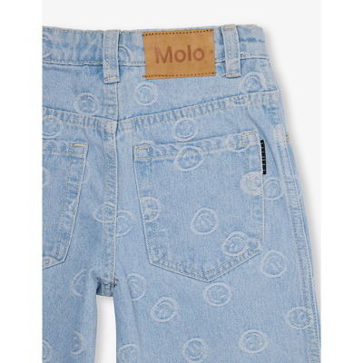 Shop Molo Boys Happiness Light Kids Smile-print Denim Shorts 4-12 Years