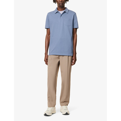 Shop Sunspel Riviera Regular-fit Short-sleeve Cotton-knit Polo Shirt In Grape