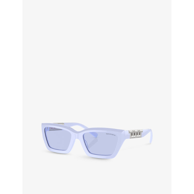 Shop Tiffany & Co Tf4213 Rectangle-frame Acetate Sunglasses In Purple