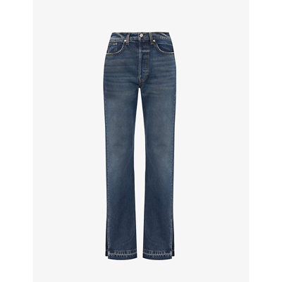 Shop Eb Denim Women's Bella Notte Unravelled Two Split-hem Straight-leg Jeans