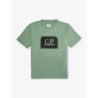 Shop C.p. Company Cp Company Boys Green Bay Kids Logo-print Crew-neck Cotton-jersey T-shirt 4-12 Years