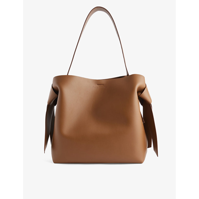 Shop Acne Studios Women's Camel Brown Musubi Midi Leather Shoulder Bag