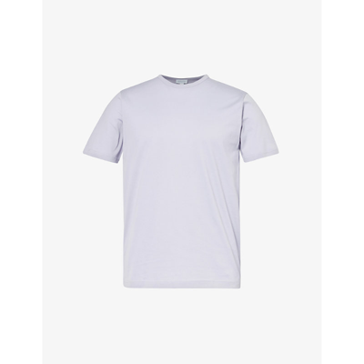 Shop Sunspel Men's Lavender Crew-neck Regular-fit Cotton-jersey T-shirt