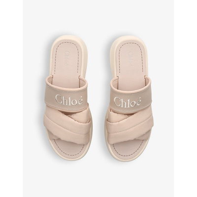 Shop Chloé Chloe Womens Pink Mila Logo-embellished Woven And Leather Wedge Sandals