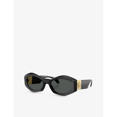 Versace Womens Black Ve4466u Irregular-frame Injected Sunglasses In Black