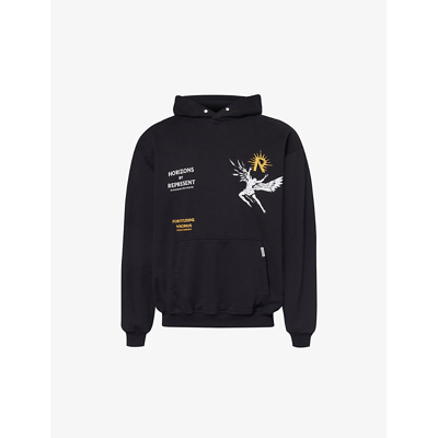 Shop Represent Mens Jet Black Icarus Graphic-print Cotton-jersey Hoody