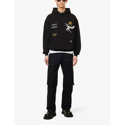 Shop Represent Men's Jet Black Icarus Graphic-print Cotton-jersey Hoody