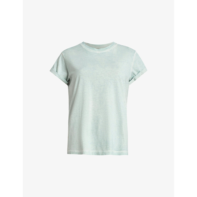Shop Allsaints Anna Logo-print Organic-cotton T-shirt In Crystal Blue