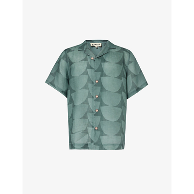 Shop Marane Men's Mushroom Print Green Las Susana Abstract-print Linen Shirt