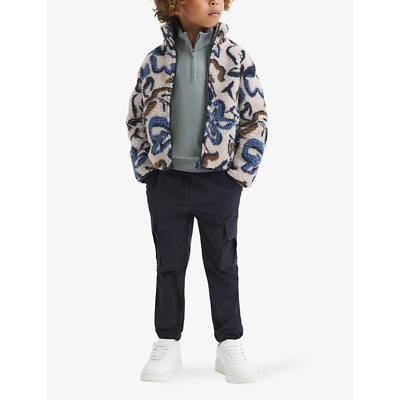Shop Reiss Girls Ecru Multi Kids Cadet Graphic-pattern Fleece Jacket 3-13 Years