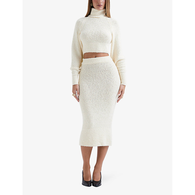 Shop House Of Cb Mishka Bouclé Knitted In Cream Soft Boucle