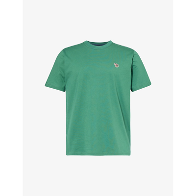 Shop Ps By Paul Smith Zebra Brand-embroidered Cotton-jersey T-shirt In Green