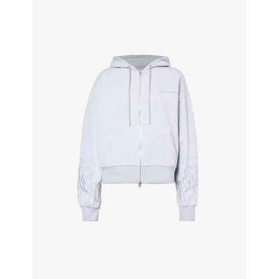 Shop House Of Sunny Women's Grey Odyssey Brand-embroidered Organic Cotton-blend Hoody