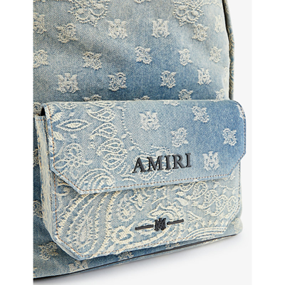 Shop Amiri Men's Indigo Branded Bandana-print Denim Backpack