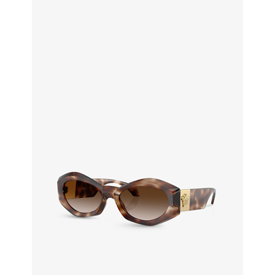 Shop Versace Women's Brown Ve4466u Irregular-frame Injected Sunglasses