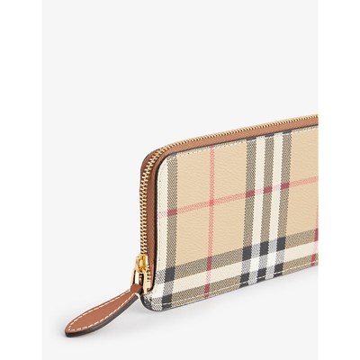 Shop Burberry Womens Vintage Check E-canvas Somerset Checked Faux-leather Wallet