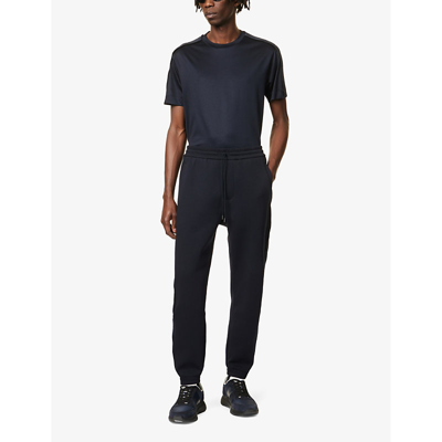 Shop Emporio Armani Mens Blu Navy Relaxed-fit Mid-rise Cotton-blend Jogging Bottoms