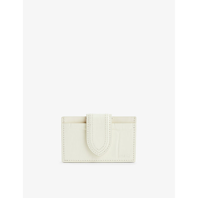 Shop Jacquemus Light Ivory Le Porte-carte Bambino Leather Card Holder