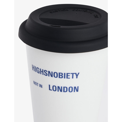 Shop Highsnobiety Mens White Brand-print Glazed Porcelain Mug