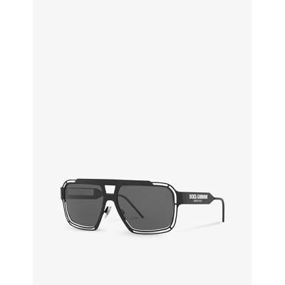Dolce & Gabbana Dg2270 Square-frame Metal Sunglasses In Black