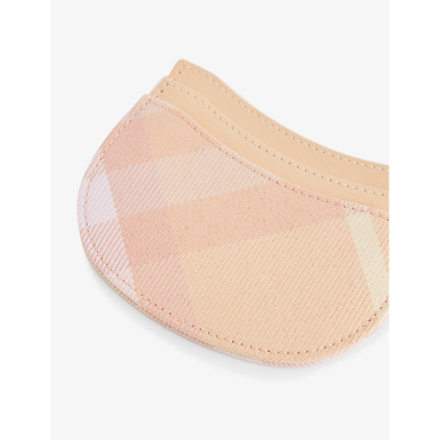 Shop Burberry Rocking Horse Checked Wool-blend Card Holder In Peach