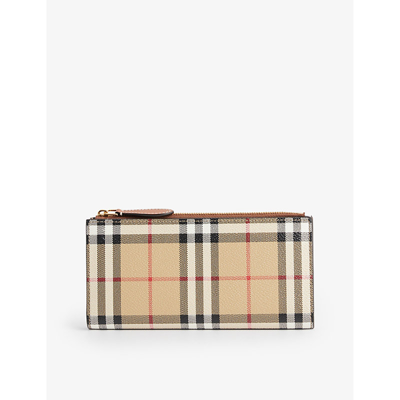 Shop Burberry Womens Vintage Check E-canvas Checked Bifold Faux-leather Wallet