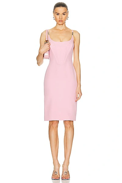 Shop Versace Cocktail Enver Satin Dress In Pale Pink