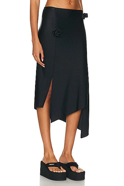 Coperni Asymmetric Floral High-waisted Panelled Midi Skirt In Black