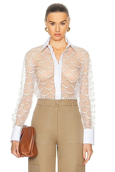 Shop Valentino Embroidered Shirt In Avorio