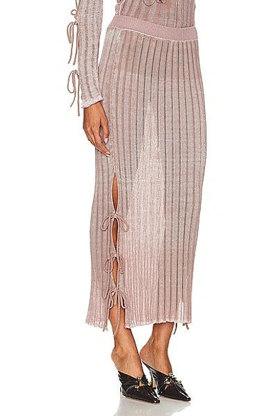 Shop Acne Studios Knit Midi Skirt In Dusty Pink