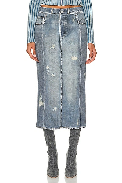 Shop Acne Studios Midi Skirt In Denim Blue