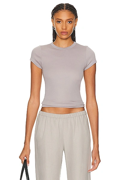 Enza Costa Supima Cotton Cap Sleeve Crew Top In Limestone