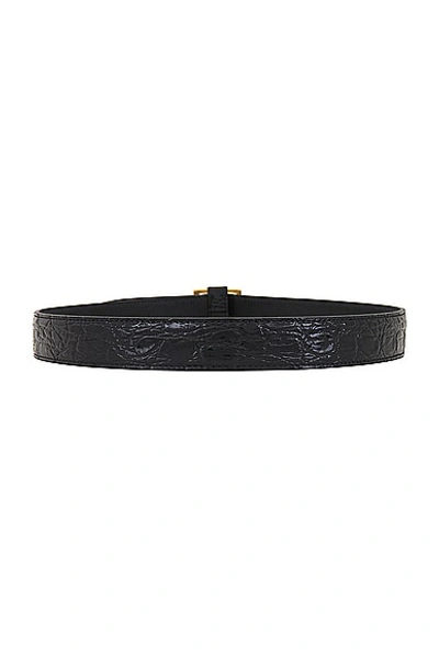 Shop Saint Laurent Square Belt In Nero