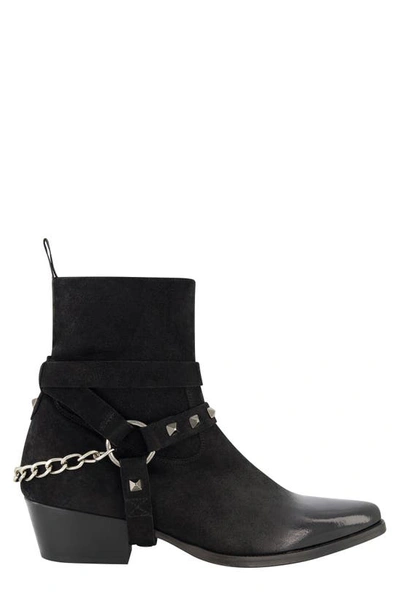 Karl Lagerfeld Paris White Label Suede Zip Boot In Black