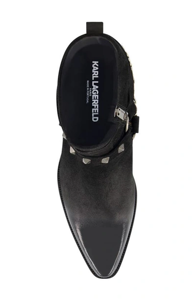 Karl Lagerfeld Paris White Label Suede Zip Boot In Black