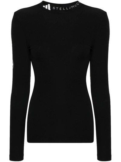 Shop Adidas By Stella Mccartney Logo Sports T-shirt In Black