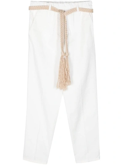 Shop Alysi Cotton Cropped Trousers In White