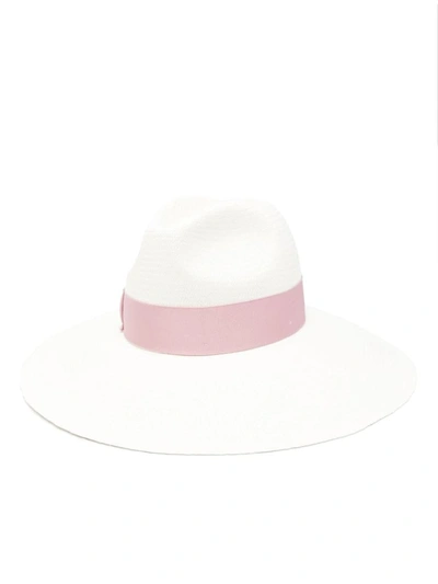 Shop Borsalino Sophie Straw Panama Hat In Powder