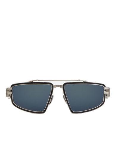 Shop Balmain Eyewear Rectangle Frame Sunglasses In Multi