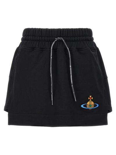 Shop Vivienne Westwood Orb Embroidered Boxer Mini Skirt In Black